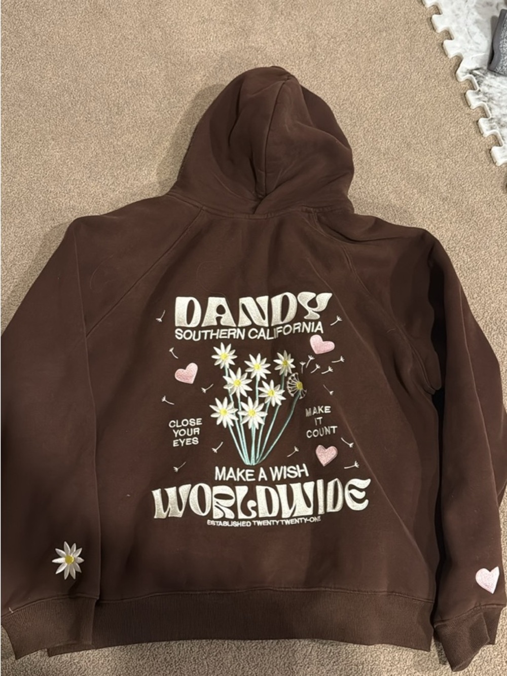 DANDY WORLDWIDE Brown Graphic Daisy Hoodie